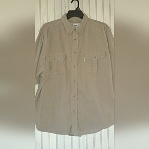 Mens McALISTER  Corduroy Field Khaki Ranch L Shirt Top Button Up Work Farm XL